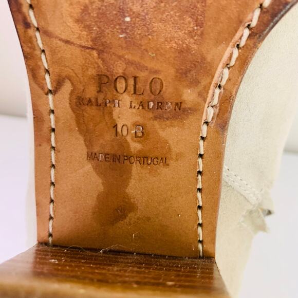 Polo by Ralph Lauren Women's Lucille Calfskin Suede Ankle Boots Cream Size 10B - Picture 14 of 16